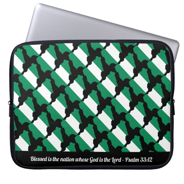 Housse Pour Ordinateur Portable DRAPEAU NIGERIA Écriture personnalisable (Devant)