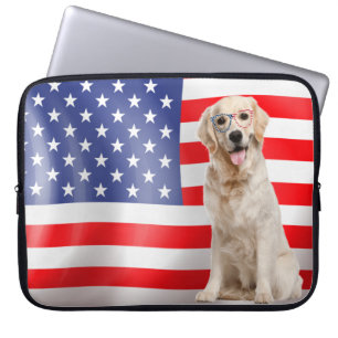 Housse Pour Ordinateur Portable Drapeau Patriotique Golden Retriever