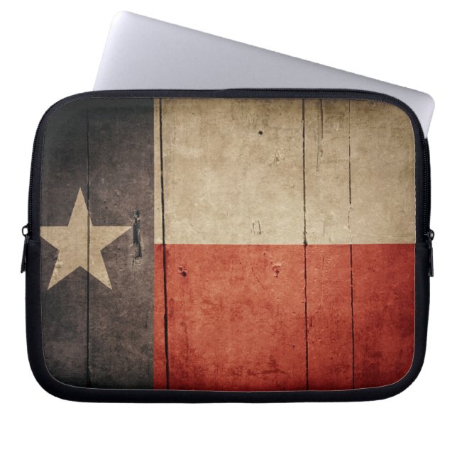 Housse Pour Ordinateur Portable Drapeau robuste de Wood Texas (Devant)