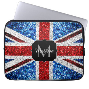 Housse Pour Ordinateur Portable Drapeau rouge bleu blanc brillant parties scintill