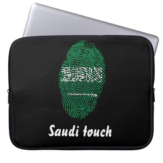 Housse Pour Ordinateur Portable Drapeau saoudien d'empreinte digitale de contact (Devant)