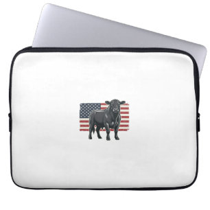 Housse Pour Ordinateur Portable Drapeau taureau patriotique Gravure vintage Graphi