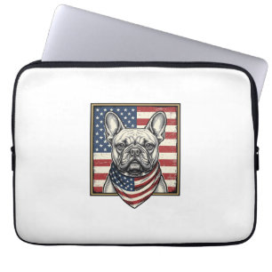 Housse Pour Ordinateur Portable Drapeau vintage patriotique Bouledogue français