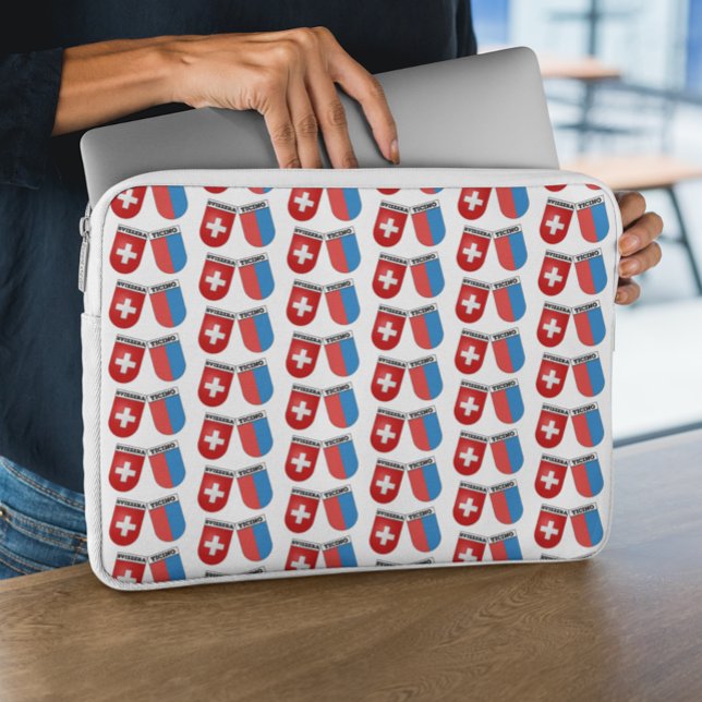 Housse Pour Ordinateur Portable Drapeaux suisses et cantons du Tessin (Créateur téléchargé)