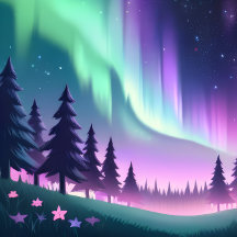 Dreamy Aurora Nuit : Forêt violette et lumière ver