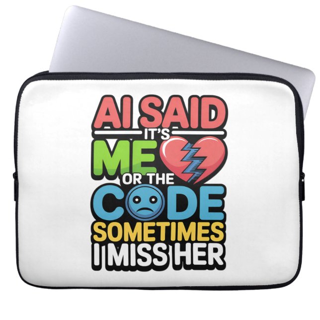 Housse Pour Ordinateur Portable Drôle AI Coding Quote - Humour programmeur (Devant)