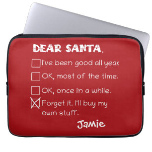 Housse Pour Ordinateur Portable Drôle Cher Père Noël J'ai été bonne liste de vérif