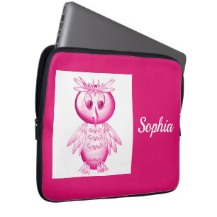 Housse Pour Ordinateur Portable Drôle Chouette rose Enfants personnalisés