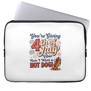 Housse Pour Ordinateur Portable Drôle de 4 juillet Hot Dog Vintage Conception de T