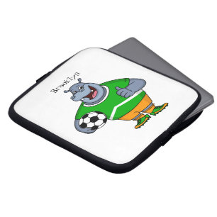Housse Pour Ordinateur Portable Drôle de joueur de football hippo dessin humoristi