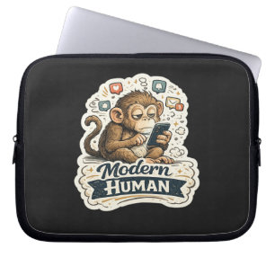 Housse Pour Ordinateur Portable Drôle de singe humain moderne Smartphone Réseaux s