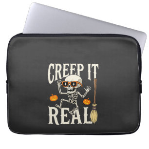 Housse Pour Ordinateur Portable Drôle de squelette dansant Halloween Creep It Real
