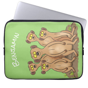 Housse Pour Ordinateur Portable Drôle dessin de la famille meerkat