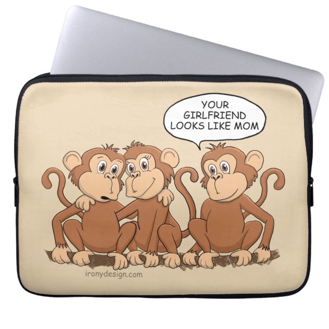 Housse Pour Ordinateur Portable Drôle dessin de singe (Devant)