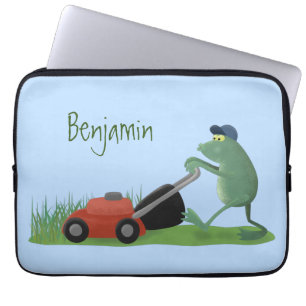 Housse Pour Ordinateur Portable Drôle grenouille verte tondre la pelouse dessin