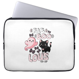 Housse Pour Ordinateur Portable Drôle Halloween rose Fantôme Spooktacular Chat Fab