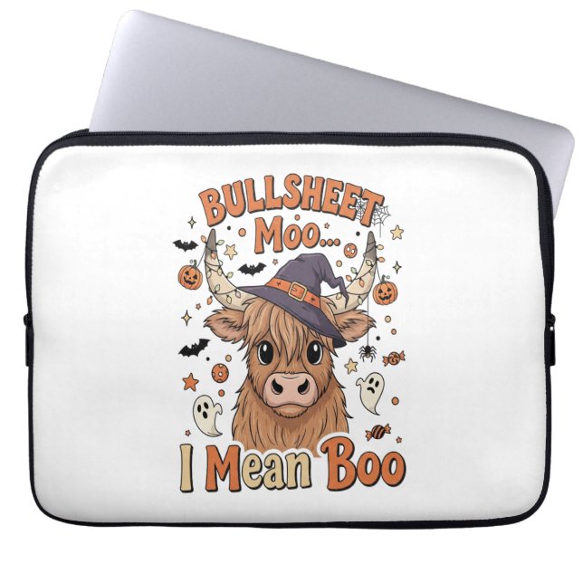 Housse Pour Ordinateur Portable Drôle Halloween Vache Bullsheet Je Veux Dire (Devant)