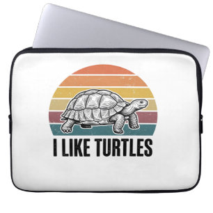 Housse Pour Ordinateur Portable Drôle J'aime Les Tortues Vintage Gravure T-Shirt D