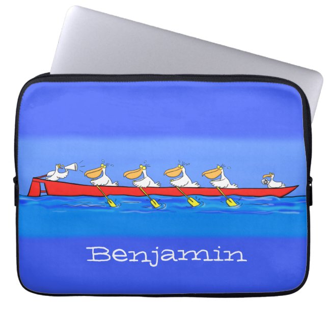 Housse Pour Ordinateur Portable Drôle pélicans rameurs dessin animé (Devant)