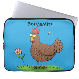 Housse Pour Ordinateur Portable Drôle poulet rustique illustration