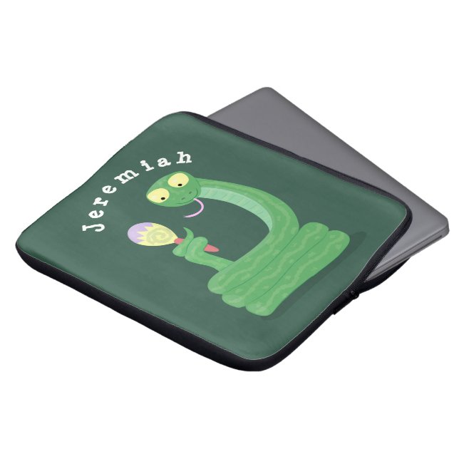 Housse Pour Ordinateur Portable Drôle serpent vert avec caricature maraca (Devant haut)
