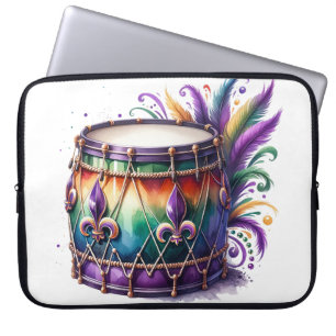 HOUSSE POUR ORDINATEUR PORTABLE DRUM À THÈME MARDI GRAS DE COULEUR BRILLANTE