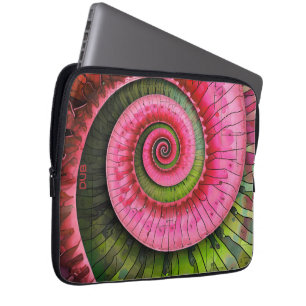 Housse Pour Ordinateur Portable Dubman Designs : Fibonacci rose et vert lumineux