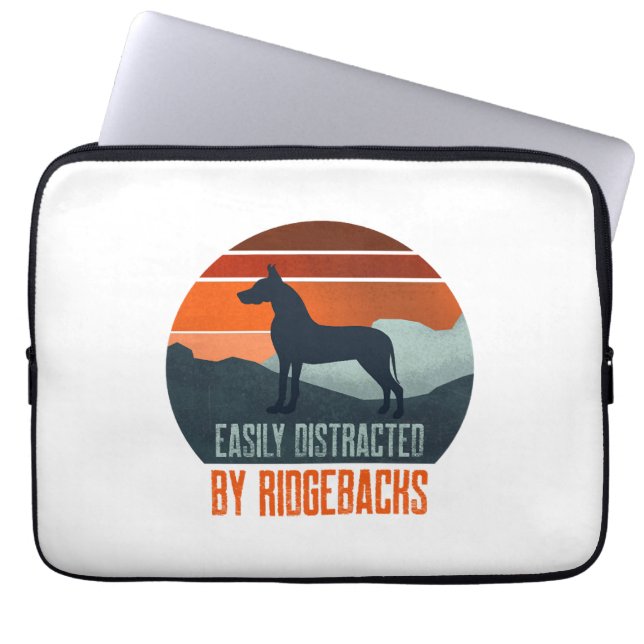 Housse Pour Ordinateur Portable Easily Distracted By Ridgebacks Dog Walking (Devant)