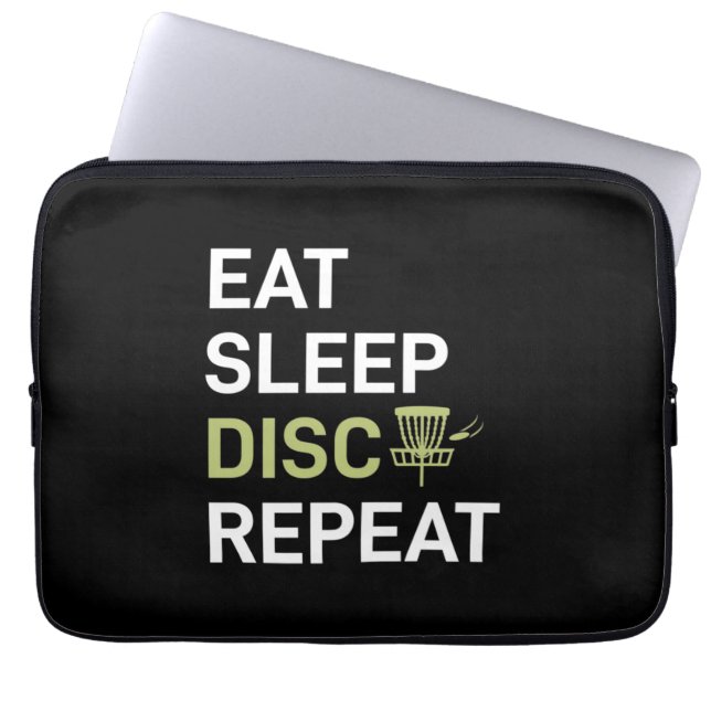 Housse Pour Ordinateur Portable Eat Sleep Disk Golf Répéter (Devant)