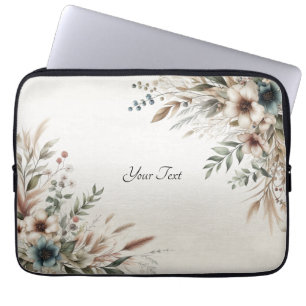Housse Pour Ordinateur Portable Eau couleur bleu ivoire Fleurs Portable
