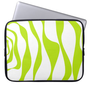 Housse Pour Ordinateur Portable Ebb et flux 4 en Lime vert et blanc
