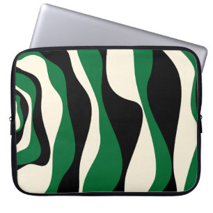 Housse Pour Ordinateur Portable Ebb et flux 4 en vert, crème et noir