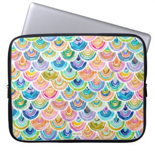Housse Pour Ordinateur Portable Échelle de poissons d'aquarelle d'arc-en-ciel de