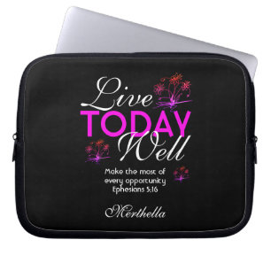 Housse Pour Ordinateur Portable Écriture Motivationnelle LIVE AUJOURD'HUI BIEN Eph