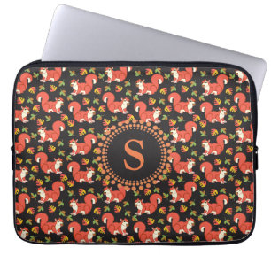 Housse Pour Ordinateur Portable Écureuil mou et Motif feuille d'automne