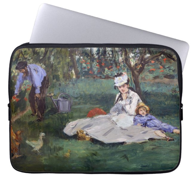 Housse Pour Ordinateur Portable Edouard Manet - La famille Monet dans son jardin (Devant)
