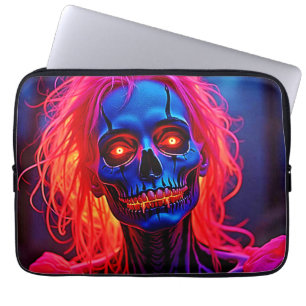 Housse Pour Ordinateur Portable Eerie Skeleton avec conception de cheveux roses
