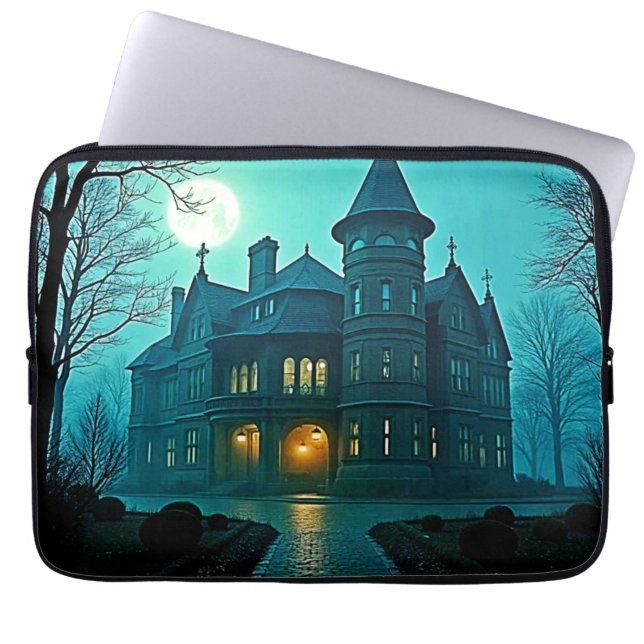 Housse Pour Ordinateur Portable Eerie Victorian Mansion Lune (Devant)