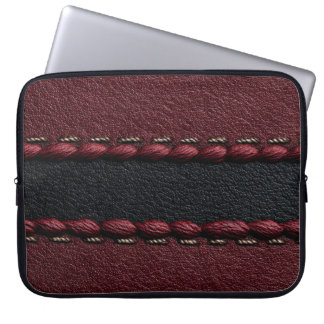 Housse Pour Ordinateur Portable Effet cuir noir et rouge