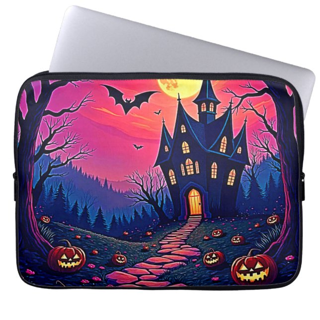 Housse Pour Ordinateur Portable Éffrayant Halloween Haunted Mansion Art (Devant)