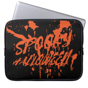 Housse Pour Ordinateur Portable Éffrayant Halloween Splash Rétro Rouge Orange Horr