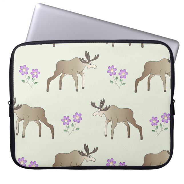 Housse Pour Ordinateur Portable Elch mit Blume (Devant)