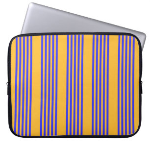 Housse Pour Ordinateur Portable Electric blue and yellow five stripes pattern