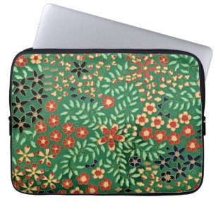 Housse Pour Ordinateur Portable Élégance de l'apparence : vert japonais floral