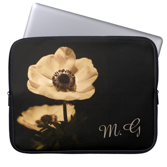 Housse Pour Ordinateur Portable Elegant Anemone Flowers Initials (Devant)