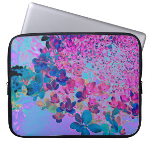 Housse Pour Ordinateur Portable Élégant bleu foncé et lumière magenta Hydrangea