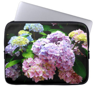 Housse Pour Ordinateur Portable Elégant boho rose pourpre bleu florales hydrangées
