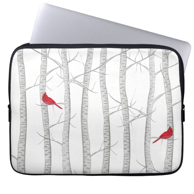 Housse Pour Ordinateur Portable Élégant Botanique Rouge Oiseau mignonne Nature Ani (Devant)