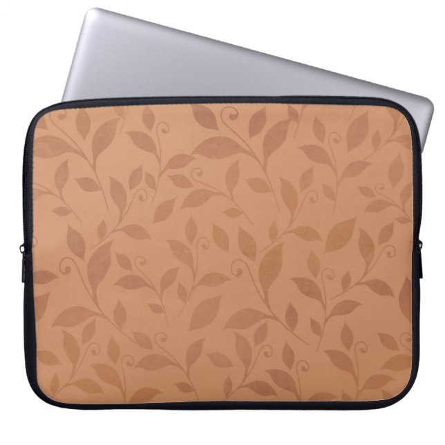 Housse Pour Ordinateur Portable Élégant Brown Abstrait Feuilles d'automne Motif (Devant)