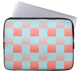 Housse Pour Ordinateur Portable Elégant dégradé à damiers poudre corail bleu rose